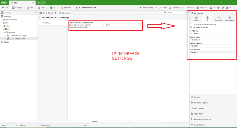 KNX IP ITERFACE ROUTER ETS Settings